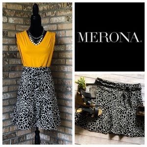 NWOT Sz 14 Merona Linen Giraffe Print Flare Skirt